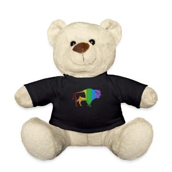 Bison LGBT Rainbow Buffalo Bovinae American Bison - Teddy Bear - black - Front