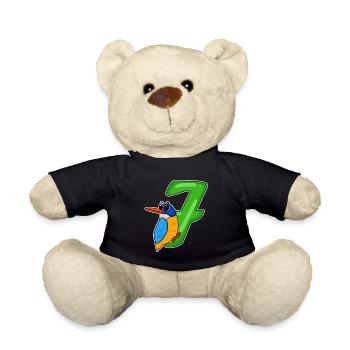 Motif Oiseau 7ème Anniversaire - 7 ans - Nounours - noir - Devant