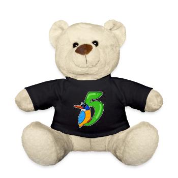 5. Geburtstag Motiv Vogel - 5 jahre - Teddy - Schwarz - Vorne
