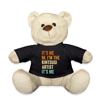 Japanese Kintsukuroi Gold Repair Design - Teddy Bear - black - Front