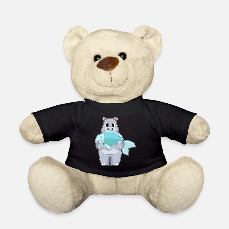 Nilpferd Angler Fisch Angeln - Teddy - Schwarz