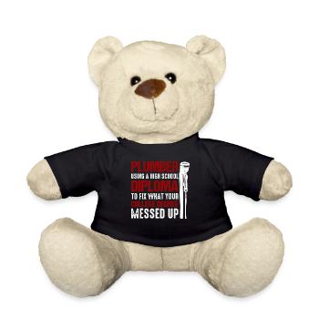 Funny Plumber Plumbing Pipefitter Wrench - Teddy Bear - black - Front