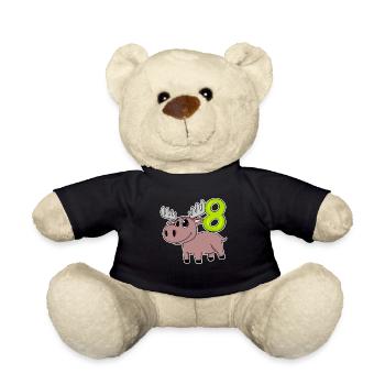 8th Birthday Motif Moose - Eight Years Old - Teddy Bear - black - Front