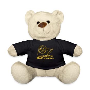 Brass Instrument French Horn Orchestra - Teddy Bear - black - Front