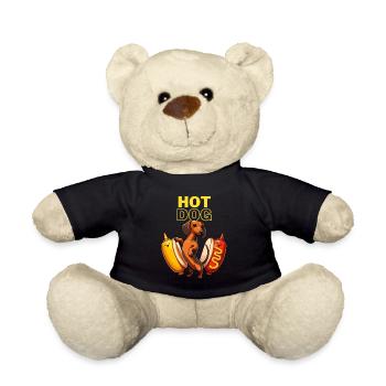 Hot Dog Dackel Hund Grillen Fast Food Senf Lustig - Teddy - Schwarz - Vorne