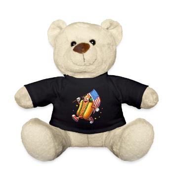 Hot Dog National Hot Dog Day America USA Funny - Teddy Bear - black - Front