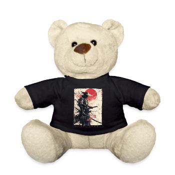 Samurai Kämpfer - Japanisches Ukiyo-e Kunstwerk - Teddy - Schwarz - Vorne