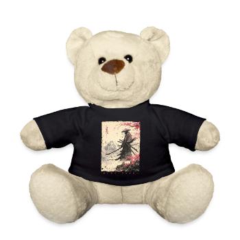 Samurai Kämpfer - Japanisches Ukiyo-e Kunstwerk - Teddy - Schwarz - Vorne