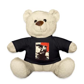 Samurai Cat Kawaii Japanese Ninja Cat - Teddy Bear - black - Front