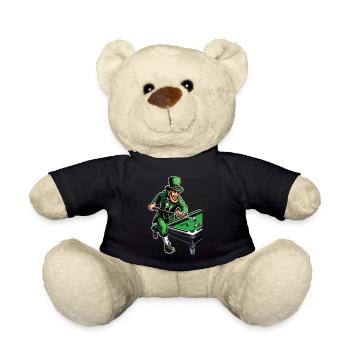 Billard spielender Leprechaun (Irischer Kobold) - Teddy - Schwarz - Vorne
