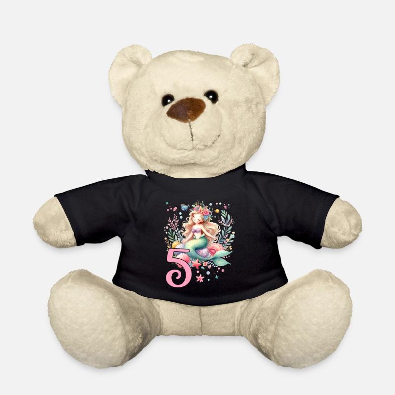 Geburtstag 5 Meerjungfrau Mädchen Fünf 5 Jahre alt - Teddy - Schwarz