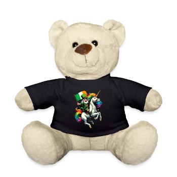 Einhorn reitender Leprechaun (Irischer Kobold) - Teddy - Schwarz - Vorne