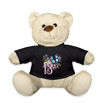 Geburtstag 13 Mädchen Schmetterling Dreizehn 13 Ja - Teddy - Schwarz - Vorne