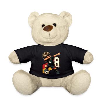8 Years Boy Soccer Black Red Gold - Teddy Bear - black - Front