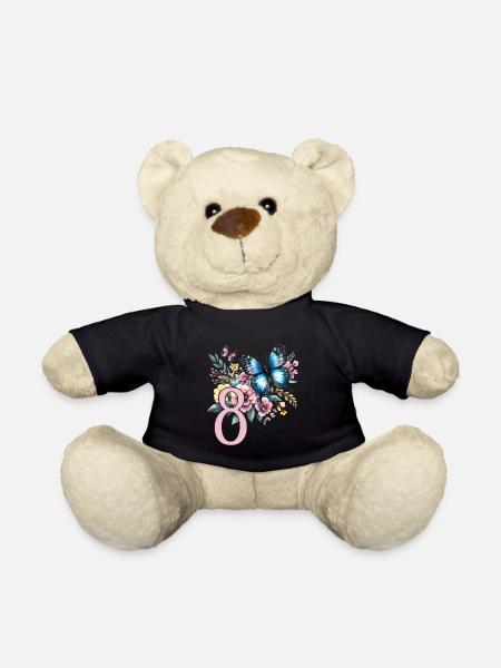 Geburtstag 8 Mädchen Schmetterling Achter 8 Jahre - Teddy - Schwarz