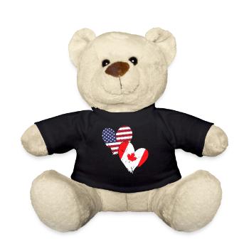 USA Canada Heart Country Flag American Canadian - Teddy - Schwarz - Vorne