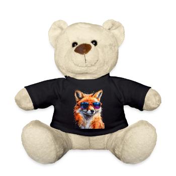 Fuchs Sonnenbrille Bunt Tier Design Print - Teddy - Schwarz - Vorne