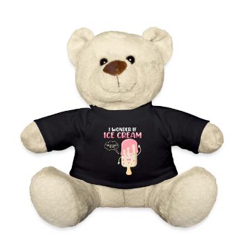 I Wonder If Ice Cream Thinks About Me Too Summer S - Teddy Bear - black - Front