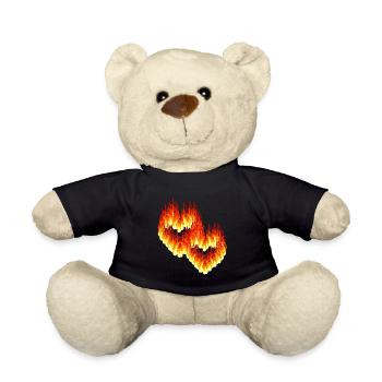 Flammen Herz Herzen Romantik Valentin Liebe - Teddy - Schwarz - Vorne