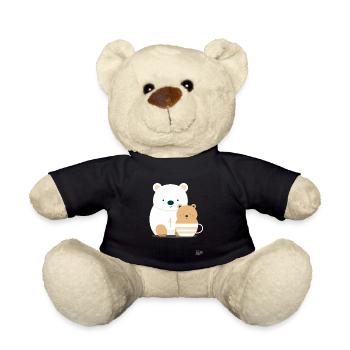 Big Bear and Little Bear in a Coffee Cup - Teddy Bear - black - Front