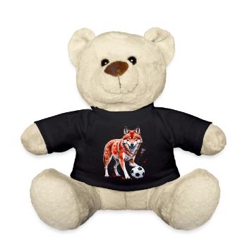 Wolf Football Colorful Serbia Srbija Animal Design Print - Teddy Bear - black - Front