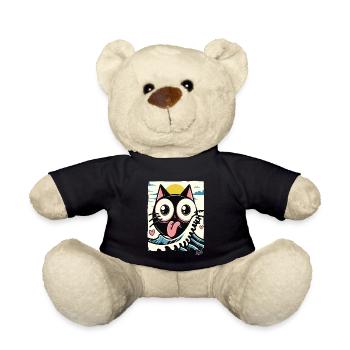 Japanische Wellen liebende schwarze Katze - Teddy - Schwarz - Vorne