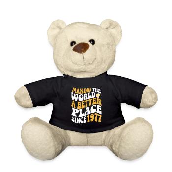 1977 Geburtstag Vintage Hippie Groovy - Teddy - Schwarz - Vorne