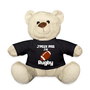 I can't I have Rugby - Teddy Bear - black - Front