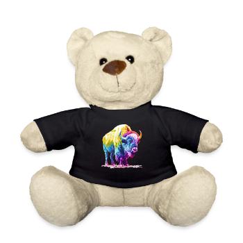 Colorful Buffalo Pop Art - Power and Nature - Teddy Bear - black - Front