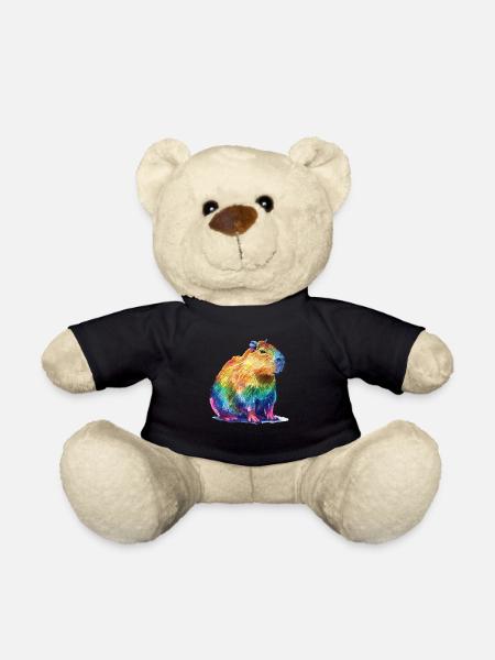 Capybara Regenbogen Farbenfrohes Capybara Portrait - Teddy - Schwarz