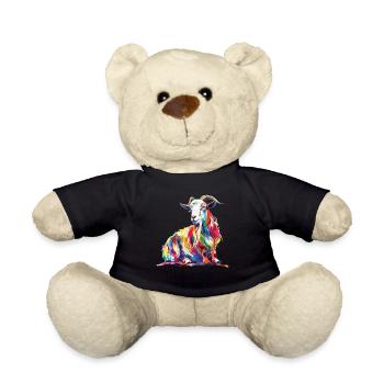 Bunter Ziegenkopf Kunstwerk für Natur- und - Teddy - Schwarz - Vorne