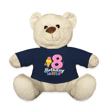 Lustiges Eis 8. Geburtstag Gefrorenes Dessert Acht - Teddy - French Navy - Vorne