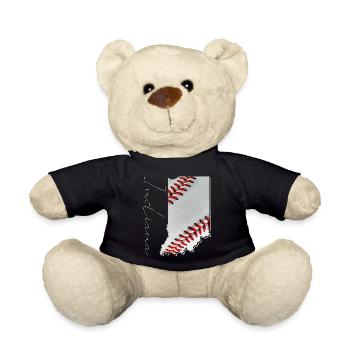 Real Baseball in the Indiana State Map IN - Teddy Bear - black - Front