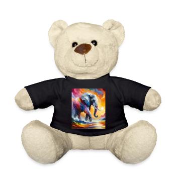 Lebendiger Elefant Splash Bunte Sonnenaufgangsfantasie - Teddy - Schwarz - Vorne