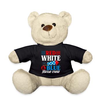 Rot Weiß Blau Krankenschwester Crew Patriotische Krankenschwester - Teddy - Schwarz - Vorne