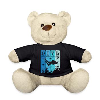 Scuba Diver Periodic Table Elements Retro - Teddy Bear - black - Front