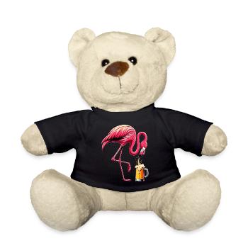 Funny Flamingo Drinking Beer Party Flamingo Lover - Teddy - Schwarz - Vorne
