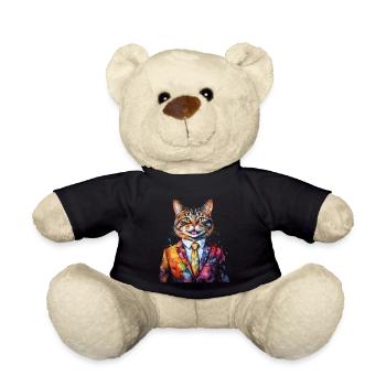 Cat Suit Colorful Funny Funny Animal Design Print - Teddy Bear - black - Front