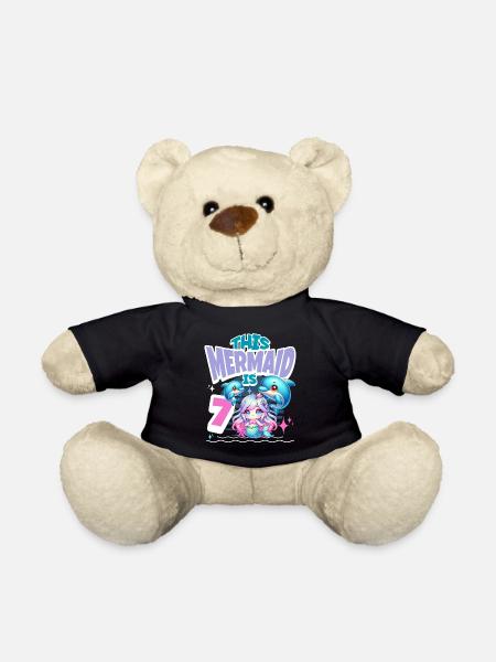Meerjungfrau 7. Geburtstag Mädchen Kinder - Teddy - Schwarz