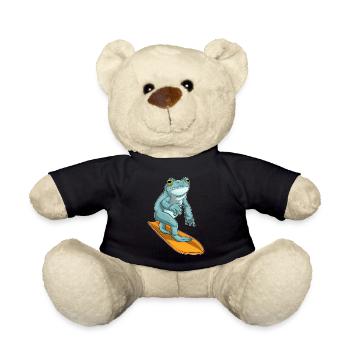 Frog Surfing Surfboard Summer - Teddy Bear - black - Front