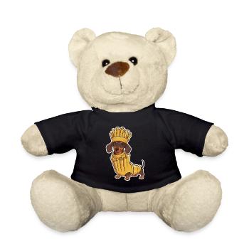 Dachshund In French Fries Costumes - Humorous Disguise - Teddy Bear - black - Front