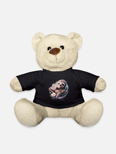 Lustiges Faultier geniesst ein Eis - Teddy - Schwarz