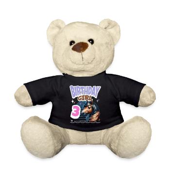 Pferd 3. Geburtstag Mädchen Kinder - Teddy - Schwarz - Vorne