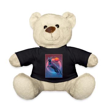 Animal Art Planet Fantasy Artwork Cat and - Teddy Bear - black - Front