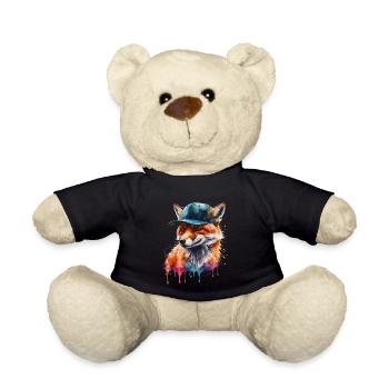 Casquette Fox Snapback Cool Animal Design Print - Nounours - noir - Devant