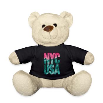 NYC États-Unis Souvenir Aquarelle Inspiration - Nounours - noir - Devant