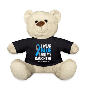 I Wear Blue for My Daughter Blue Ribbon Diabetes - Teddy Bear - black - Front