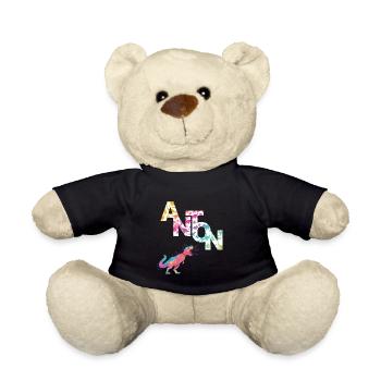 ANTON - Beau prénom de garçon avec dinosaure - Nounours - noir - Devant