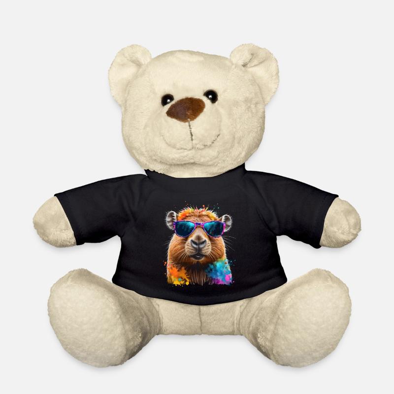 Capybara Sunglasses Capy Colorful Animal Design Print - Teddy Bear - black