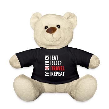 Eat SleepTravel Repeat Shirt For MEn Women And Kid - Teddy - Schwarz - Vorne